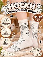 Носки "Символьные коты" - 35-42 / Белый